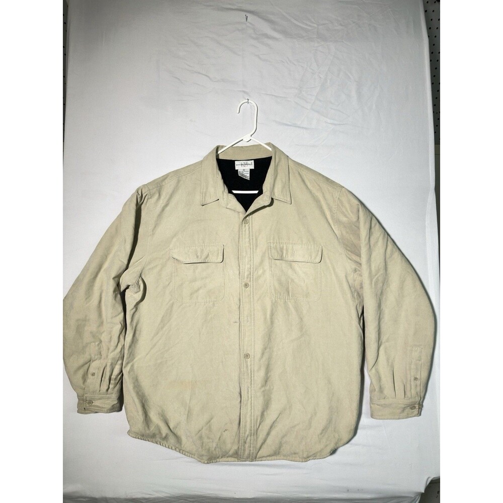 Knightsbridge Men's Khaki Button-Down Over-shirt Size 2XL